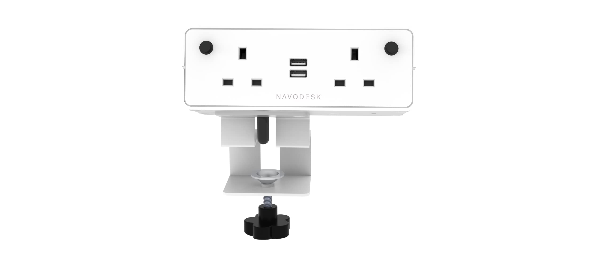 Sponsored Ad – Navodesk - Desk Hub, Desk Clamp Power Strip, 2x UK Power Socket with 2x USB-A Port, Fire Retardant Desk Mount Power Extension for Home & Office (STANDARD, WHITE)