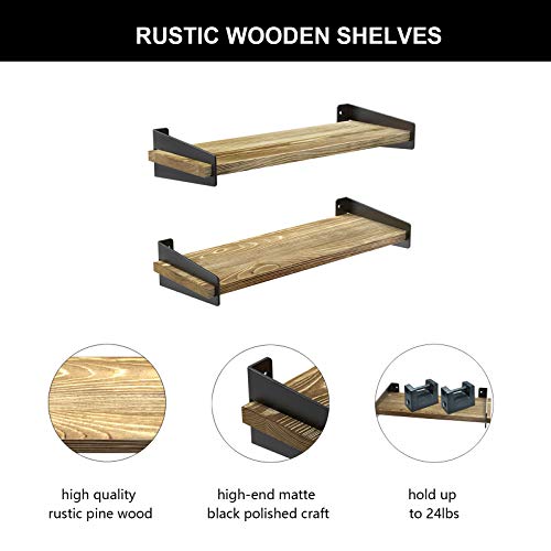 SHAN ZU Set van 2 rustieke houten zwevende wandplanken, voor slaapkamer, keuken, badkamer, woonkamer, kantoor, 41 × 15… - Image 4