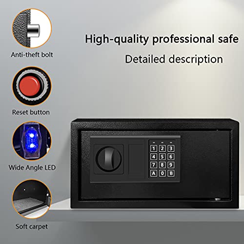 Samyersafe Safe Box With Sensor Light, Security Safe Box With Lock，Steel Construction Hidden Safe Box For Money，Wall Or Cabinet Anchoring Design For Home，Office , 0.8 Cubic Feet， Black #TOP4