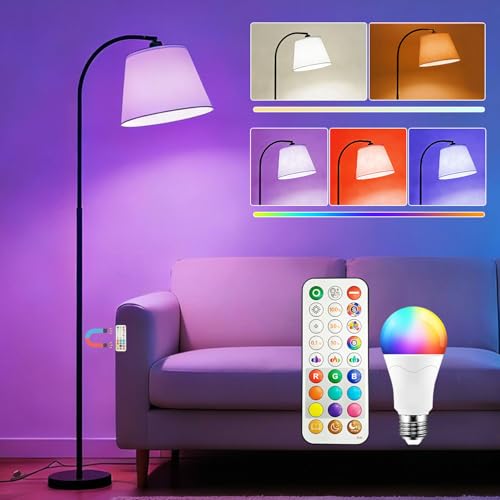 Lampadaire Arc LED sur Pied Salon avec Variateur RGB, Double commande par Télécommande et...