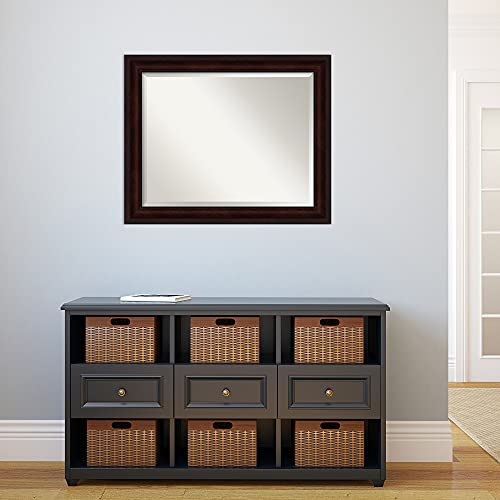 Image of Amanti Art Framed Vanity Mirror | Bathroom Mirrors for Wall | Coffee Bean Brown Mirror | Wall Mounted Mirror | Medium Mirror | 27.25 x 33.25 in.