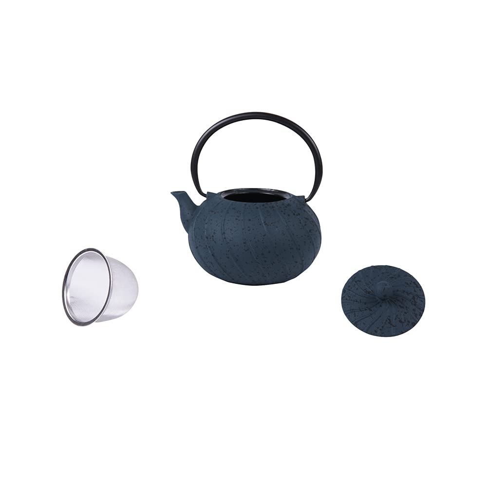 Trend'up - Tetera de Hierro Fundido con Filtro para Infusiones, 1,2 l en Espiral Azul