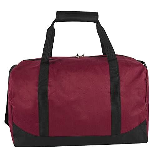 Image of 30 Liter, 17 Inch Canvas Duffle Bags for Men and Women - Travel Weekender Overnight Carry-On Shoulder Duffel Tote Bags, Red, 17 inches x 10 inches x 10 inches