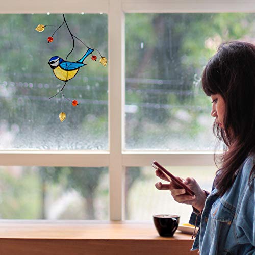 Veelkleurige vogels op een draadje, Mini Stained Bird, Bird Series Ornamenten Hanger Huisdecoratie (7 stuks) - Afbeelding 5