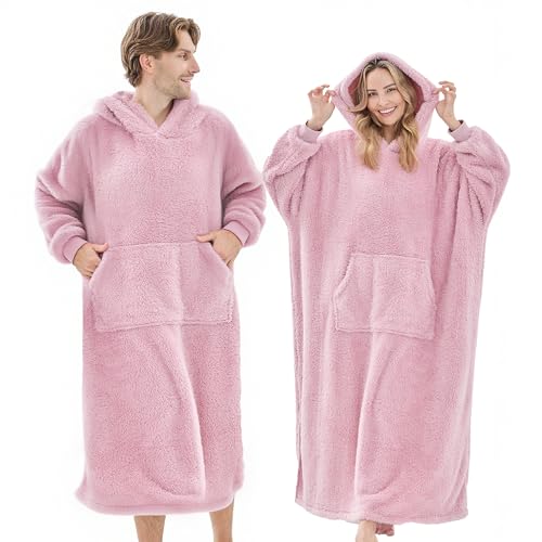 PJGGZ Oversized Fleece Wearable Blanket Hoodie (Pink)