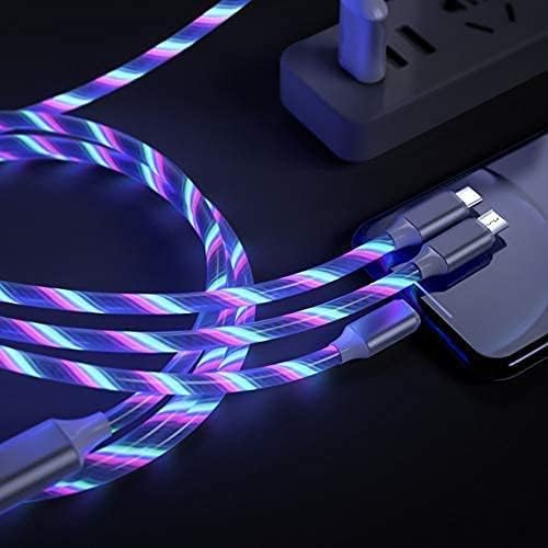 Câble de Charge USB LED, Allumez LED Magnétique 3 en 1 iProduct Android Chargeur Cordon Aimant Embouts Type C Android iOS, 3,9FT (1 Paquet, Multicolore)