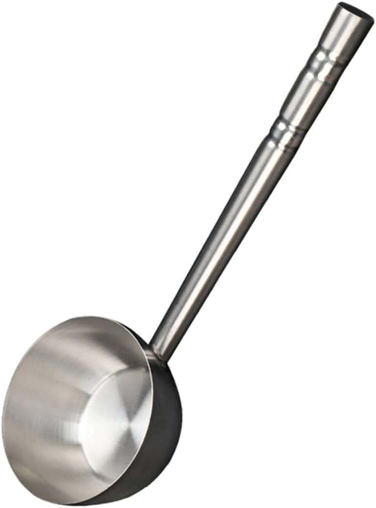 Stainless Steel Water Ladle Flat Bottom Capacity Kitchen Tool Scoop with Long Handle for Stable Use and Easy Water Scooping