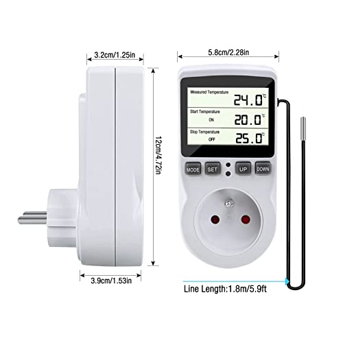Gobesty Prise Thermostat, Regulateur Température Numérique, Prise Programmable Digitale avec Sonde, Minuterie Numérique Programmable, Prise Thermostat chauffage pour Serre, Aquarium - Image 4