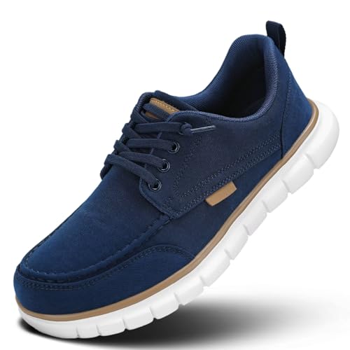 Mens Casual Loafers Boat Shoes Slip On Canvas Walking Fashion Dress Sneakers Comfortable Lightweight Oxfords Soft Sole Blue