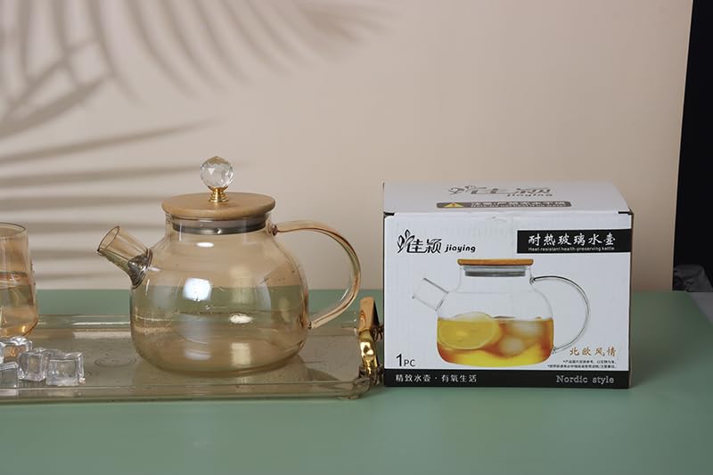 Avastro 1L/1L New Big Transparent Borosilicate Glass Teapot Heat-Resistant Clear Tea Pot Flower Tea Set Puer Kettle Office Home Tool Pack of 1 2