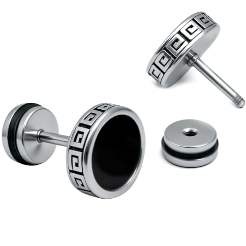 2025 Best【Hypoallergenic Earrings for Men】-18G Flat Mens Surgical Steel Black Stud Earring 10mm (0.4