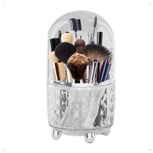Organizador De Pincéis De Maquiagem Giratório 360° Com Tampa Cúpula Transparente Em Acrílico X-MATTE
