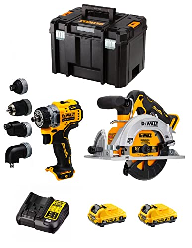 DeWALT Kit D12K207 (Handkreissäge DCS512 + Bohrschrauber DCD703 + 2 batterien 3,0 Ah + ladegerät + TSTAK VI)