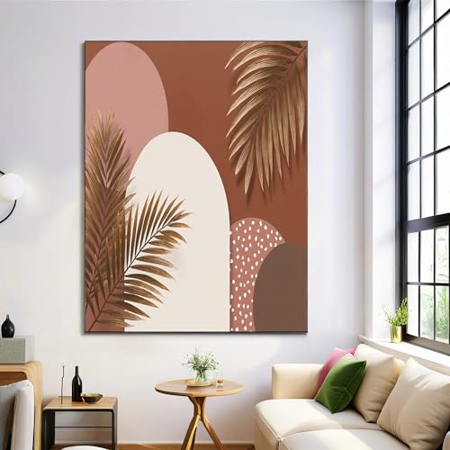 Affiches feuilles de palmier dorées style géométrique abstrait 80x120 cm