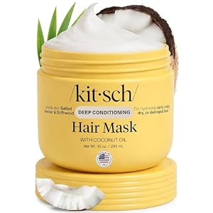 Kitsch Moisturizing Hair Mask for Damaged Hair – Coconut Oil Deep Conditioner for Women – Curly Hair Products Friendly – Frizz-Reducing Hair Care Treatment for Curly, Coily & All Hair Types – 10 oz