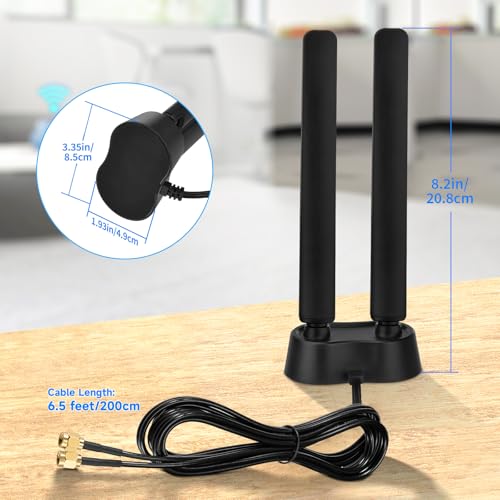 Image of Eightwood 9dBi WiFi 6E Antenna Tri-Band 6GHz 5GHz 2.4GHz Magnetic Base WiFi Antenna for PC Desktop Computer PCIe Bluetooth Card Gaming Motherboard, WiFi 6E Router
