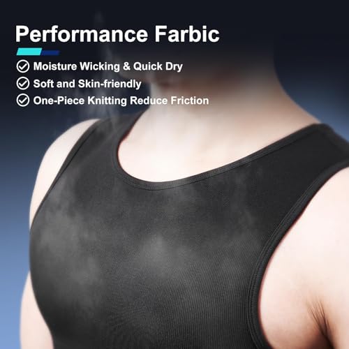 Odoland 3 Pack Men Compression Shirt, Tummy Control Slimming Undershirt Tank Top Men Body Shaper4
