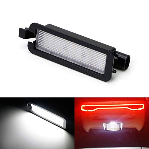iJDMTOY OEM-Fit 3W Full LED License Plate Light Kit Compatible With 2015-up Dodge Charger Challenger, Chrysler 300 & Pacifica, 2017-up Jeep Compass, Powered by 18-SMD Xenon White LED
