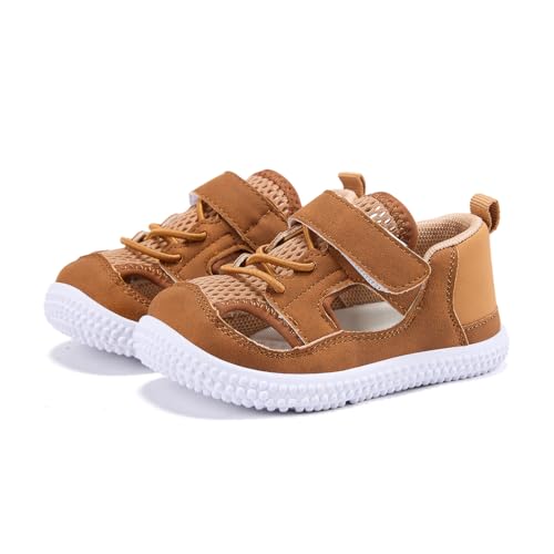 BMCiTYBM Baby Boys Girls Sandals Non-Slip Lightweight Summer Shoes for First Walkers Breathable Mesh & Easy Slip-On for Toddlers 6 9 12 18 24 Months Brown Size 12-18 Months Toddler