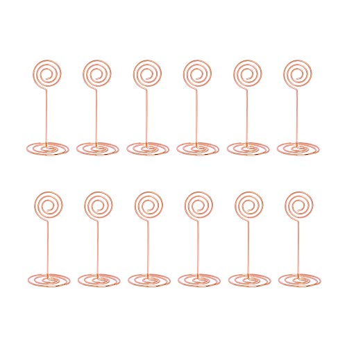Artliving 12pcs Place Card Holder Memo Holder Clip Photo Holder Table Number Holder Round Shape Rose Gold
