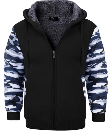 Image of GEEK LIGHTING Men's Fleece-Lined Zip Up Hoodie, Thick Hooded Jacket Winter Warm Athletic Sweatshirt