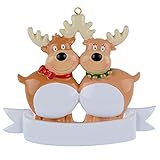 Worldwide Reindeer Family of 2 Personalized Christmas Ornament - Couple's First Christmas Together Keepsake Gift