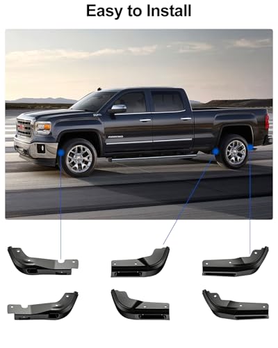Image of 6PCS Mud Flap Delete for 2019-2025 Chevy Silverado 1500 Accessories Front Rear Truck Mud Flaps Delete No Drilling Mudflaps All Weather Protector Mudguards (Does Not Fit AT4X AEV Models)