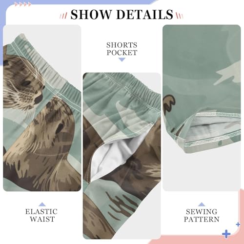 ZZXXB Water Otter Boys Long Pants Soft Trousers Elastic Waist Kids Lounge Bottoms with Pockets S-XL4