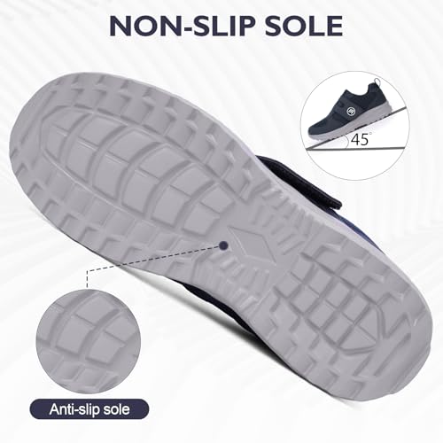 Image of Diabetic Shoes for Women Men Extra Wide Shoes for Swollen Feet Adjustable Orthopedic Shoe Non Silp Neuropathy Walking Shoe for Elderly Foot Dark Blue