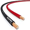 deleyCON 25m Luidsprekerkabel 2x 1,5mm² Boxkabel CCA Kopergecoat Aluminium 2x48x0,20mm Draad Polariteitsmarkering – Rood/Zwart