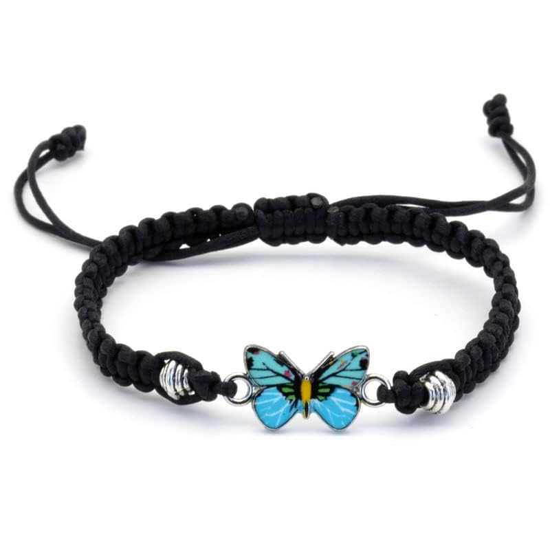 Image of COLORFUL BLING Butterfly Charm Bracelets Adjustable Hand Woven String Bracelets BFF Gift for Women