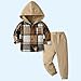 Kids Boys Button Down Flannel Plaid Hoodie Jacket with Jogger Sweatpants 2 Pieces Girls Fall Winter Outfits for 0-10 Years