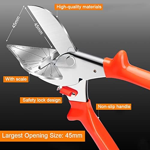 Miter Cutter 45 to 135 Degree Multi Angle Miter Shear Cutter Soft Wood Cutter Adjustable Trunking Miter Trim Cutter Cutting Hand Tool for Cutting Molding Plastic PVC PPR PE Pipe Branch Wire Gasket