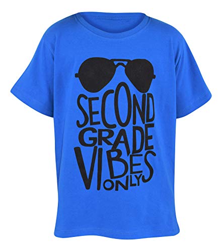 Unique Baby Boys 2nd Grade Vibes Only Back to School T Shirt (8 Blue)