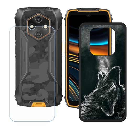 LCEHTOGYE �K�p Ulefone RugKing 4 Pro +�����K���X�X�N���[���v���e�N�^�[�p�P�[�X�A�K�p Ulefone RugKing 4 Pro (6,56")�ƌ݊����̂���u���b�N�\�t�gTPU�V���R���Q���P�[�X�ی�J�o�[ LH58