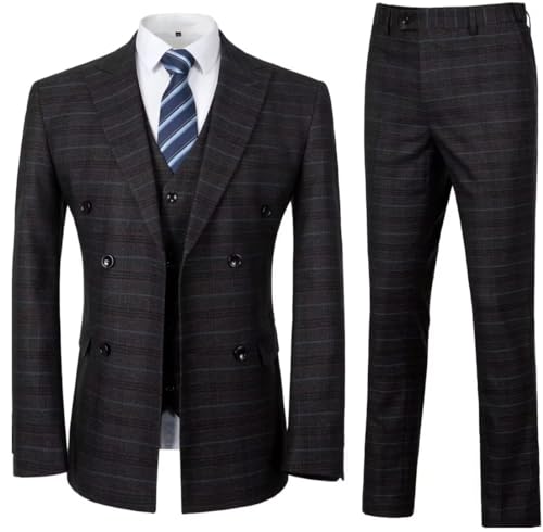 Men's Plaid Suits 3 Piece Slim Fit Suits for Men Checked Suit Men Business Wedding Prom Tuxedo Suit Dress Suits