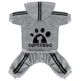 LONTEPET Dog Hoodie 4 Legs Jumpsuit for Small Dogs Puppy Clothes Dog Pullover Sweatshirt Cotton Doggie Winter Coat Cat Apparel (Small, Grey)