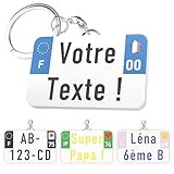 ThomiCraft - Porte-clef Personnalisable Plaque d'Immatriculation de Moto - Fabriqué en France en BioPlastique Écologique Imprimé en 3D - Porte-Clés Personnalisé - Idée Cadeau - Bleu, Noir, Carbone