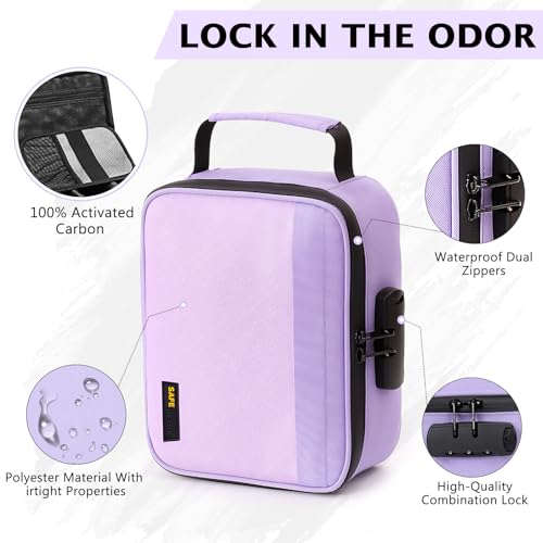 Smell Proof Bag with Combination Lock – Large Smell Proof Container with Activated Carbon Lining & Dividers, Odorless Travel Organizer for Home, Work & Gifts3