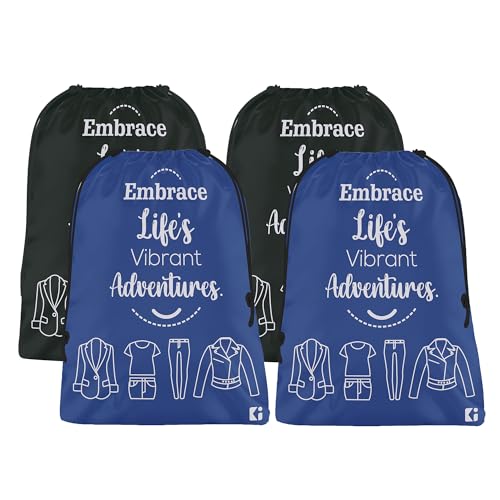 Image of Kuber Industries Pack of 4 Cloth Storage Bag | Storage Organizer | Travel Parachute Cloth Bag | Waterproof Garments Cover | Travel Storage Organizer for Clothing | Medium | Royal Blue & Black