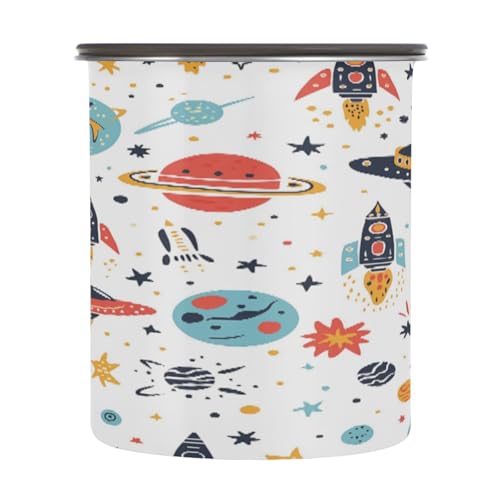 Cartoon Rockets Lata de Café de Acero Inoxidable 30OZ