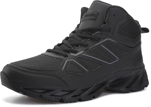 Image of Joomra Men's Stylish Sneakers High Top Athletic-Inspired Shoes | Premium Vegan Leather Upper, Durable Rubber Outsole, Perfect Ankle Support, Ideal for Outdoor & Casual Wear