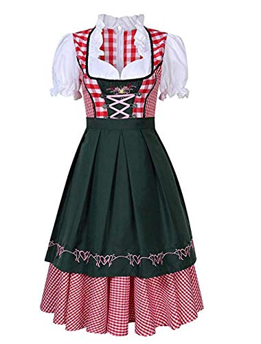 MoKid Ssdwer Bavarian Dirndl Dress Women Oktoberfest Beer Festival Halloween Outfit (Dark Green, M)