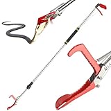 Snake Pole Grabber Catcher, 65 Inch Snake Clamping Tool for Safe Snake Handling and Rattlesnake CaptureMade of stainless steel tubing sponge handles and plastic. (red)