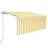 【Toldo Terraza Automático Retráctil】Puedes abrir y retraer fácilmente el toldo retráctil automático con el control remoto incluido. Además, la manivela larga puede controlar el toldo sin problemas.