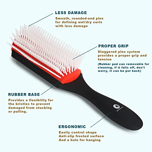 Brushzoo Detangling Brush For Curly Hair, Hair Brushes For Women Men Or Kids Curly Hair, Detangler Brush For Natural 3/4Abc Hair, Easier And Faster Detangling On Wash Days (Red) #TOP2