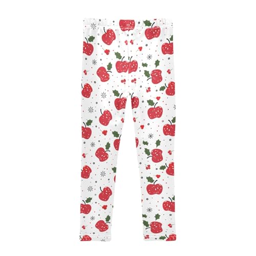 senya Girls Printed Leggings Yoga Pants Christmas Apple Leaf Pattern for Kids in 4t to 10 Years, 4T2