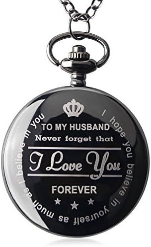 Pocket Watch with Chain Necklace for Men to My Husband from Wife for Him