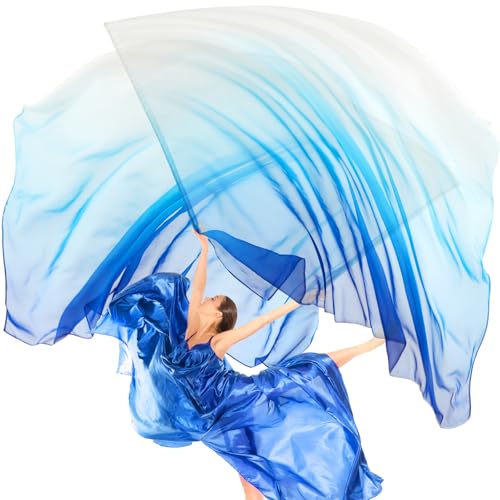 Image of Jecery 2 Set Praise Dance Flags, White-blue-navy Blue, 55'' X 78 inch