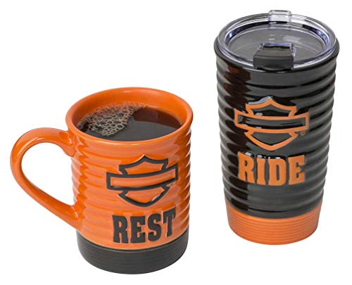 Harley Davidson Travel Coffee Mug: Durable, Stylish, and Perfect for Riders 10 Harley-Davidson Ride & Rest Travel/Coffee Ceramic Mug Set, Black & Orange